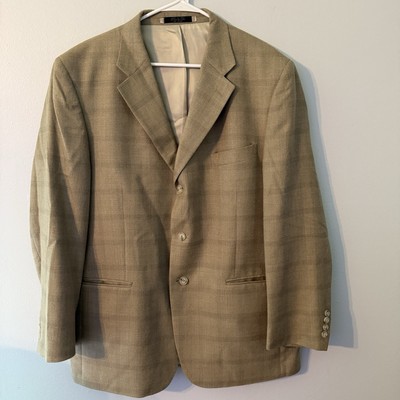 Jones New York Blazer Sport Coat Silk Wool Blend Tan Brown Size