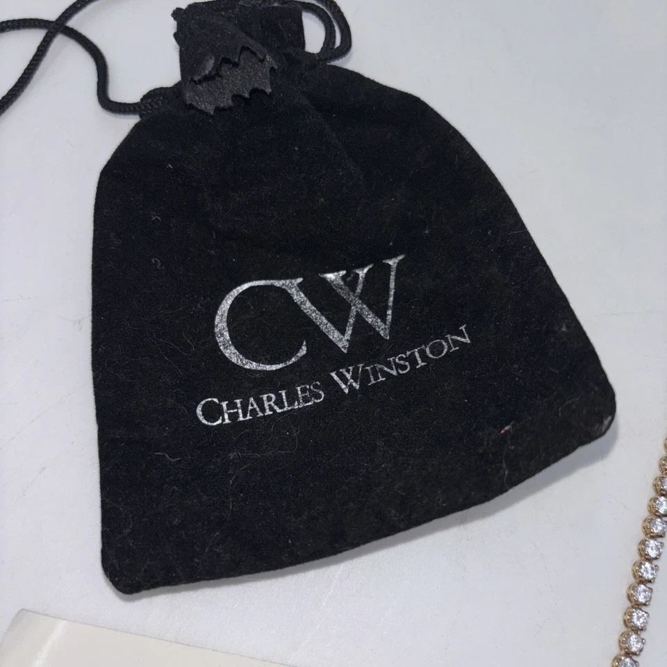 COLLAR CHARLES WINSTON CHAPADO EN ORO PLATA ESTERLINA CIRCONITA CÚBICA Con Papeles 18 pulgadas Foto 3 de 4