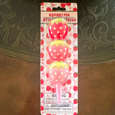 Strawberry Squishy Stress Pen, Pink Polka Dot Novelty Pen for Girls