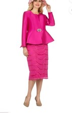 giovanna 3pc Skirt Suit Color YellowGold,FRushsia,OffWhite