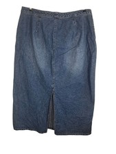Denim Jean Skirt Maxi Western Blue 22 Rodeo Festival Concert Country Farm 80s