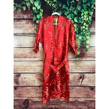 Vintage Kimono Robe 100 Silk Japanese Dragons Red Rainbow XXL PTP 24"