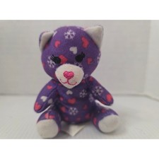 Build A Bear Flurry Kitty Mini Plush Purple Hearts Snowflakes