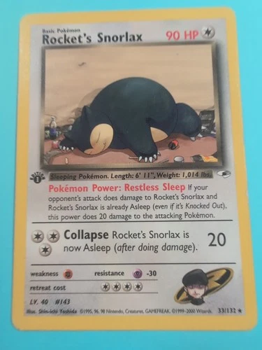 Team Rockets Snorlax 34/132 Gym Heroes 1st Edition Pokemon Card MP