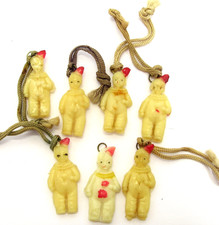 Celluloid Charms Clowns #3 Vintage Hand Paint...