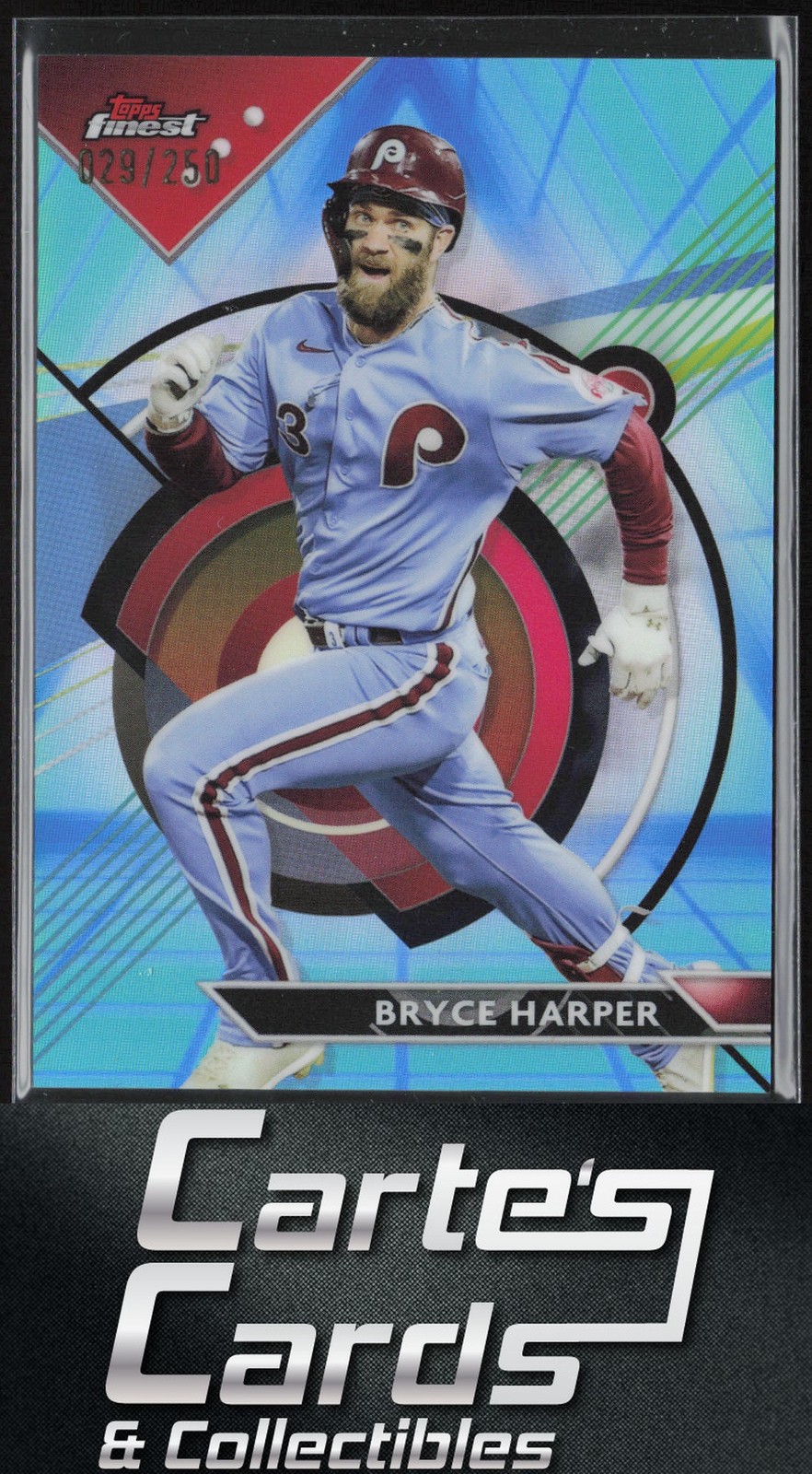 Bryce Harper 2023 Finest #78 Blue/Aqua Vapor Refractor Phillies 29/250