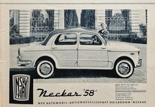 NSU Fiat Neckar "58" originale Werbung aus 1958