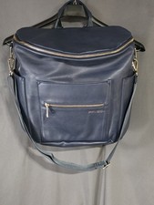 Fawn Design The Original Large Backpack Messenger Diaper Bag Blue Vegan Leather