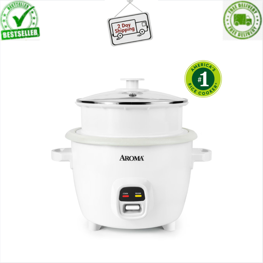 Aroma 20-Cup Cooked Rice Cooker & Food Steamer - White, Model ARC-860CGU - New