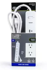 Commercial Electric 6 ft. 4-Outlet Surge Protector with 1 USB-A 1 USB-C Ports