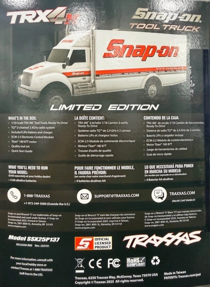 2025 Snap On Tools TRAXXAS TRX4M RC LIMITED EDITION TOOL TRUCK SEALED - Image 3 of 3