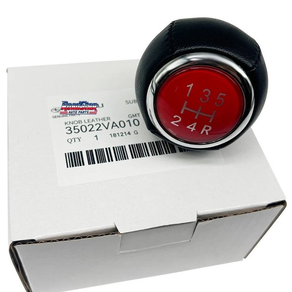 Perilla de cambio de marchas de cuero cosido rojo genuino Subaru WRX STI 35022VA010 OEM Foto 4 de 4