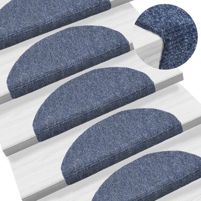 Treppenmatten 15er Set blau Nadelstoff 65x21x4 cm selbstklebend 100%PP