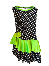 Costume Gallery 21816 Dance Recital Halter Dress Black Green Polka Dot Child Med