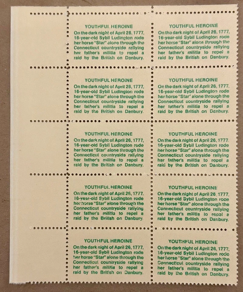 Sc#1559 Contributors to the Cause: Sybil Ludington, 1975 Block 8¢ MNH/OG, VF/XF - Image 2 of 2