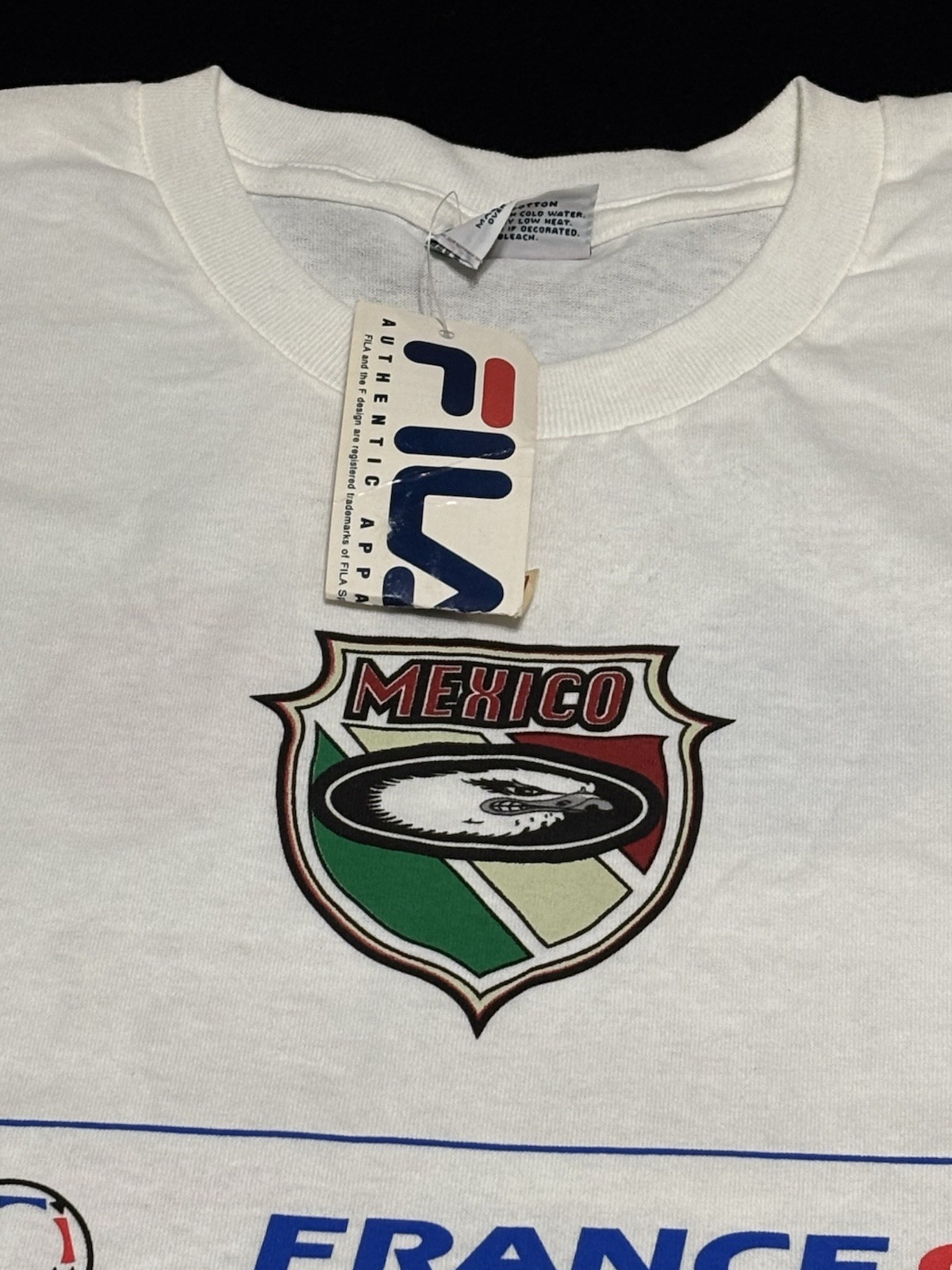 T Shirt Vintage Fila France '98 Mondiali Calcio Messico Adulto Taglia XL Rara Nuova
