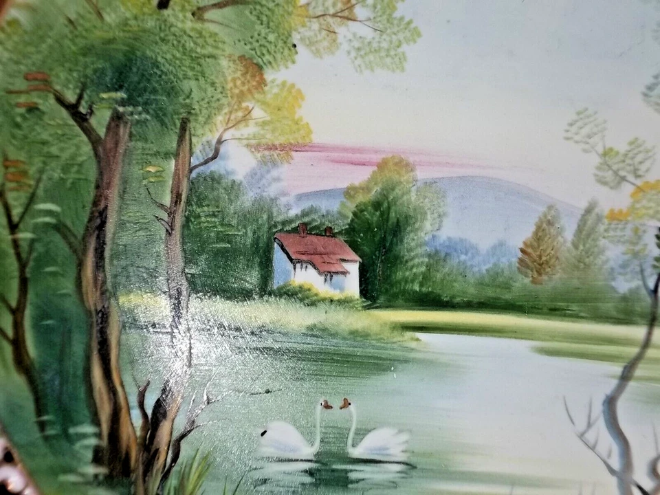 UCACGO JAPÓN PLACA PAISAJE ESCENA PINTADO A MANO FIRMADO MIYAKE Foto 4 de 4