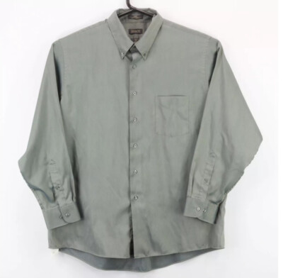 Arrow Shirt Dress XL 17.5 34/35 Men s Button Up Long Sleeve Collared Green