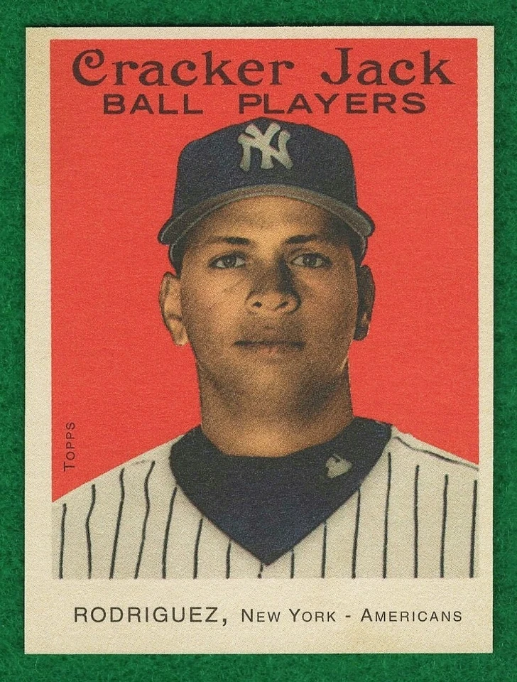 Lot of FOUR Vars 2004 Topps Cracker Jack #17 Alex Rodriguez BLUE, MINI, sticker - Image 3 of 4