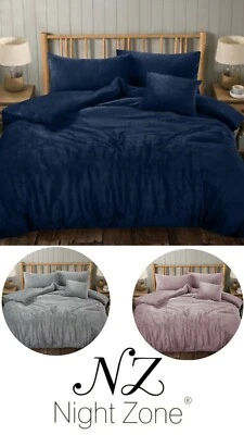NIGHT ZONE Teddy Wavy Bear Fleece Duvet Cover Set Bedding Set Single Double King Super King