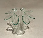 Vintage Murano Italy Filigrana Handkerchief Art Glass Vase ?   MCM Flutes 4"