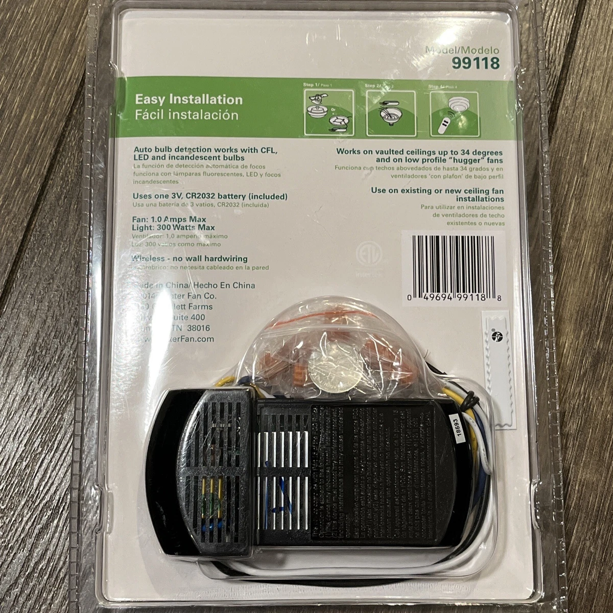 Hunter 99118 On Off Ceiling Fan And Light Remote Control Shelly Lighting