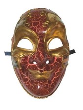 Red Gold Full Face Joker Jester Venetian Mask Masquerade Mardi Gras Prom