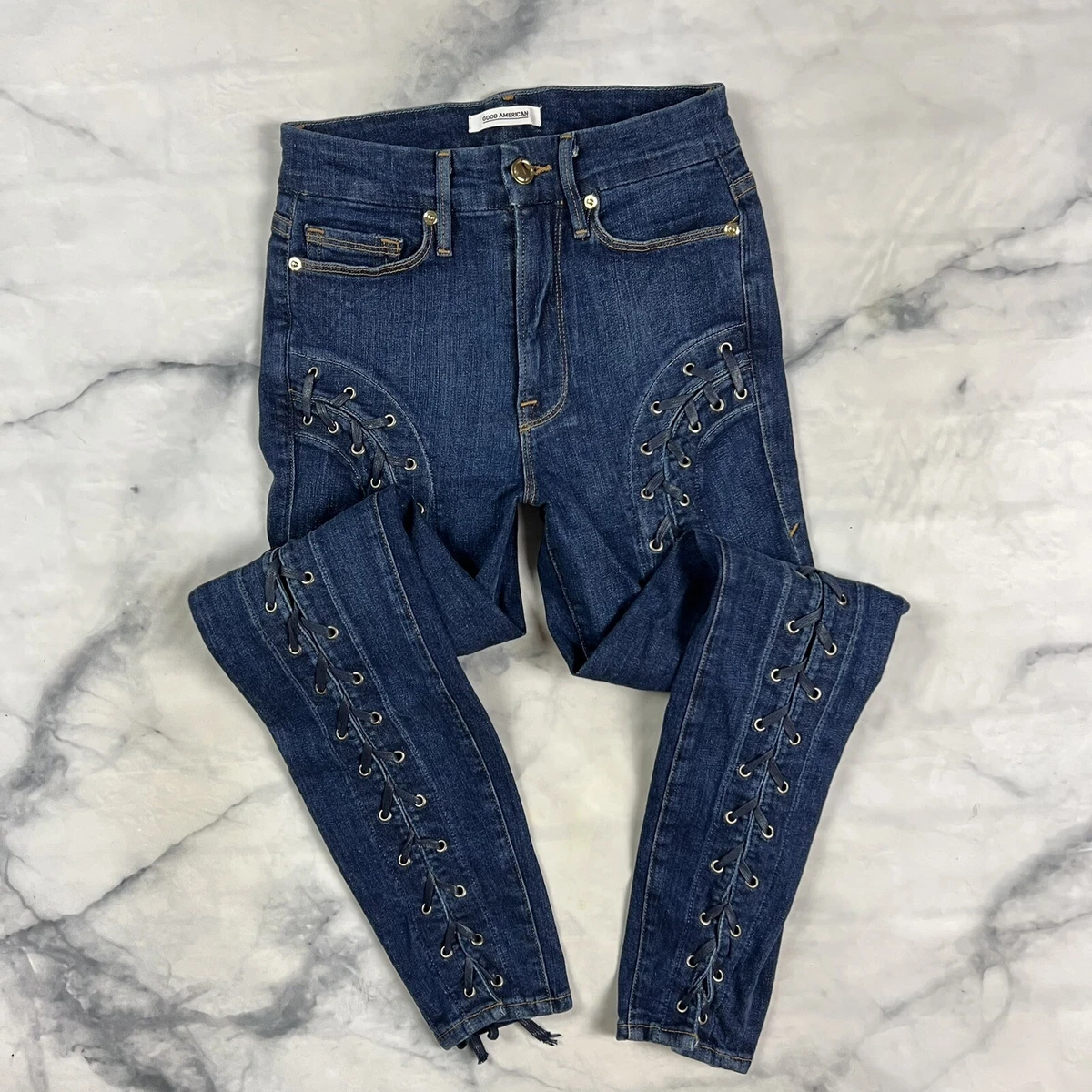 Good american high waist skinny jeans sales