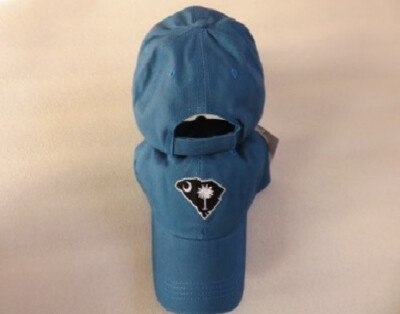 SOUTH CAROLINA MAP SHAPED LIGHT BLUE EMBROIDERED HAT CAP