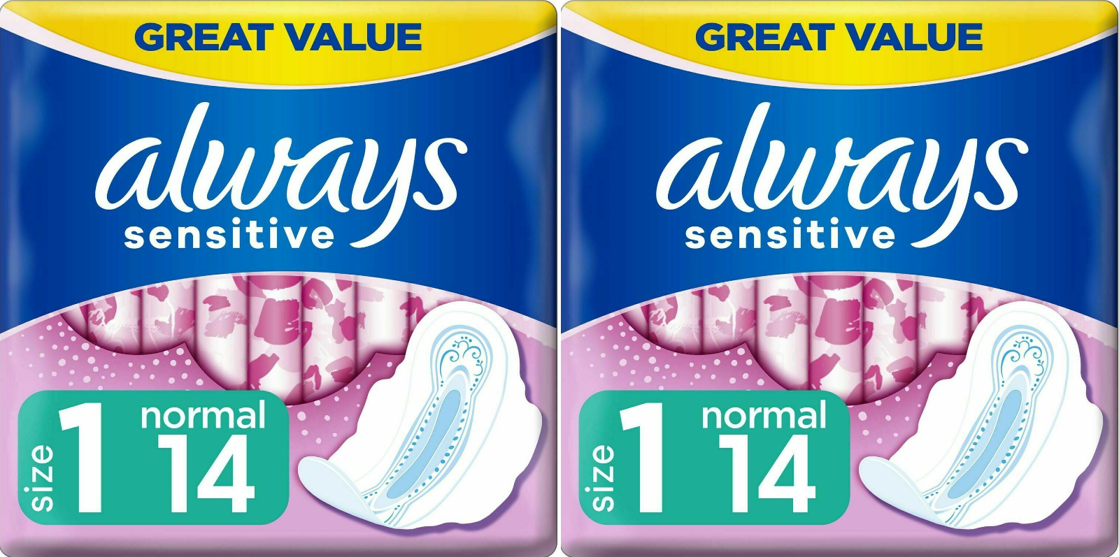Always Sensitive Ultra Normal Sanitary Pads Towels with Wings, Size 1 - 28 Pack