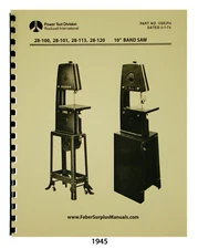 Rockwell 10" Bandsaw 28-100, 28-101, 28-112 Instruction & Parts Manual #1945