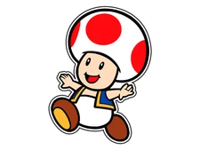 Red Toad Happy 2D Mushroom Kingdom Sticker Waterproof Vinyl Decal Die-Cut Car