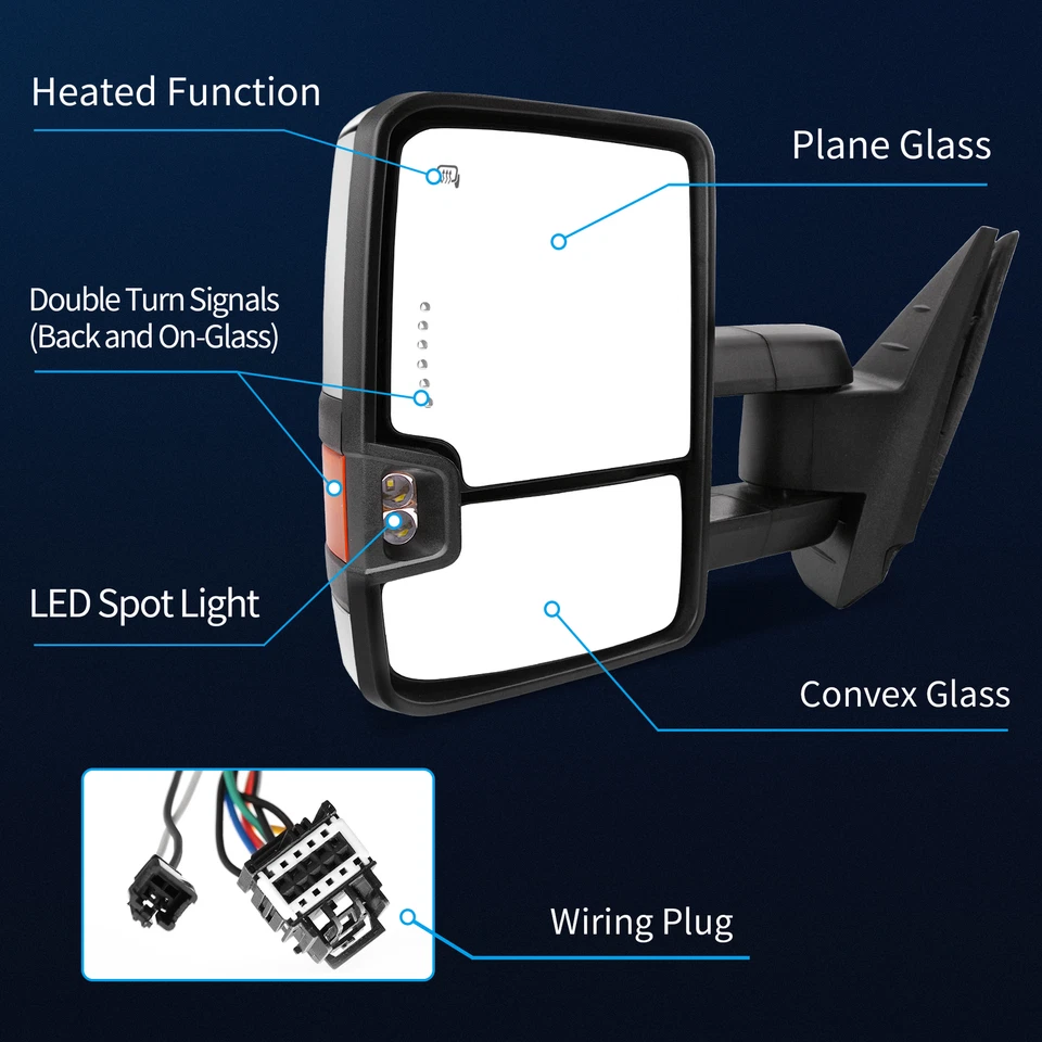 Power Heated Tow Mirrors for 2007-2013 Chevy Silverado Sierra 1500 2500HD 3500HD - Image 4 of 4