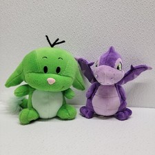 Neopets Green Kacheek 2004 Plush  Purple Scorchio 2008 Plush