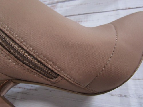 Aldo Nude Beige Short Stiletto Boots Zipper Pointed Toes Square Heels Womens 5 - Picture 11 of 16