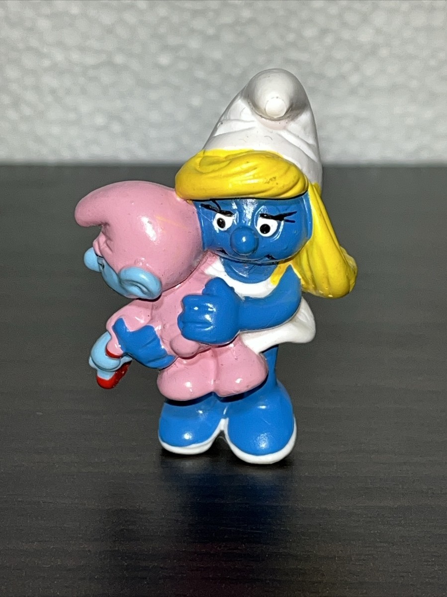 【レア】Babyシリーズ　ヴィンテージ SMURF スマーフ PVC セット The Smurfs Smurfette Holding Baby Babysitter Club 1983