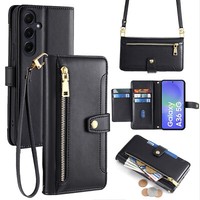 Handykette FüR Samsung Galaxy A36 Band HandyhüLle KartenfäCher Pu Leder Schwarz