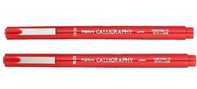 Marvy Uchida Calligraphy Marker 3.5-5.0mm Red 2/Pk School Office Writing Art