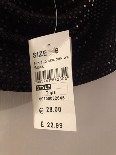 Quiz black Sequinned Cropped Top Size 6 - Picture 3 of 4