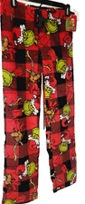 Dr. Seuss Women's Small Red Plaid Grinch & Max Christmas Lounge Pajama Pants