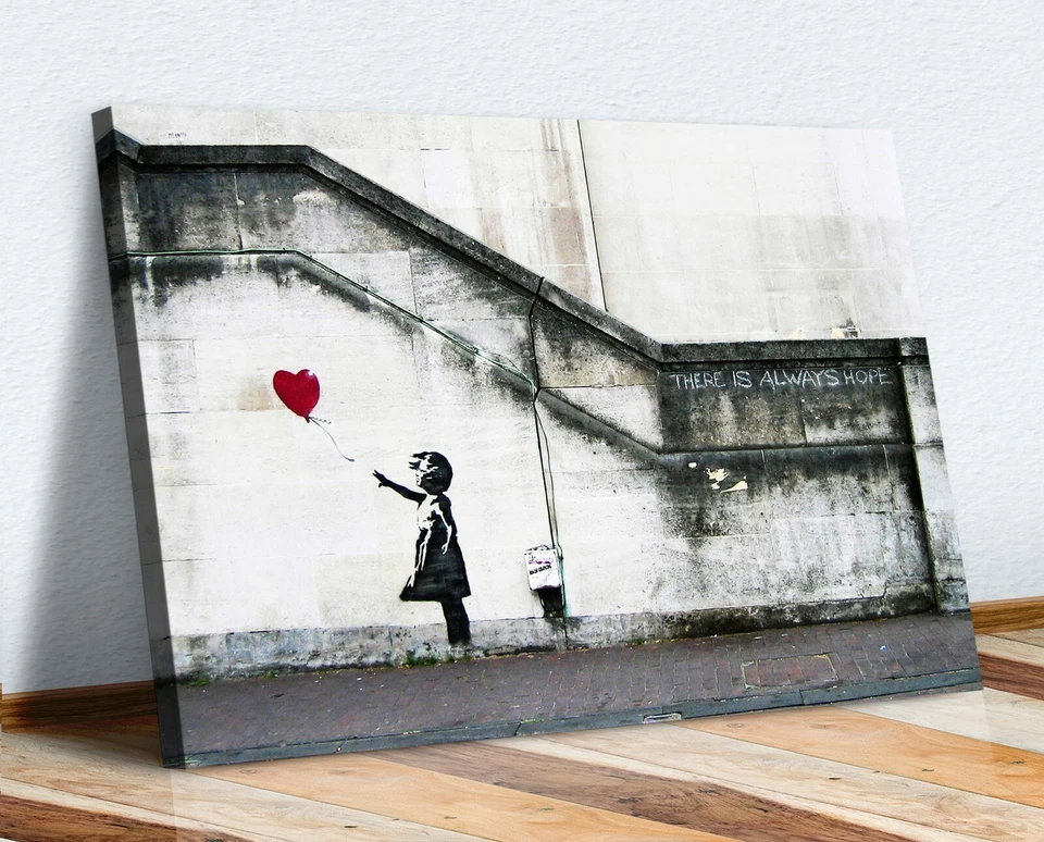 CANVAS WALL ART BANKSY BALLOON GIRL GRAFFITI 30MM DEEP FRAMED PRINT XL OPTIONS