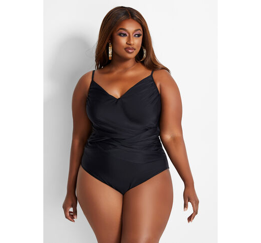 new ashley stewart nicole miller crossover slimming one piece