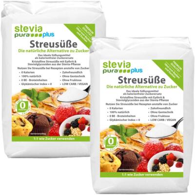 2kg Stevia Streusüße Diabetiker Zuckerersatz kalorienfrei Granulat Extrakt