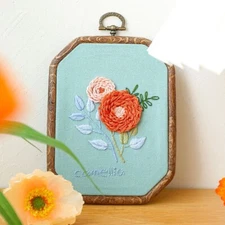 DIY Embroidered Handmade Photo Frame – Hand-Sewn 3D Flower Decorative Pendant