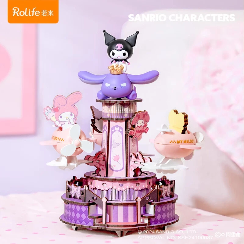 Caja de música Kuromi Melody púrpura hecha a mano hágalo usted mismo montaje juguete con kit de herramientas motor regalo Foto 2 de 4