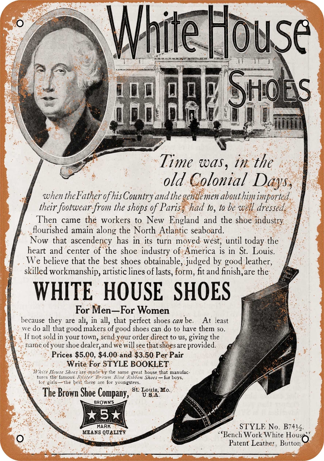 Metal Sign - 1910 White House Shoes - Vintage Look Reproduction-image