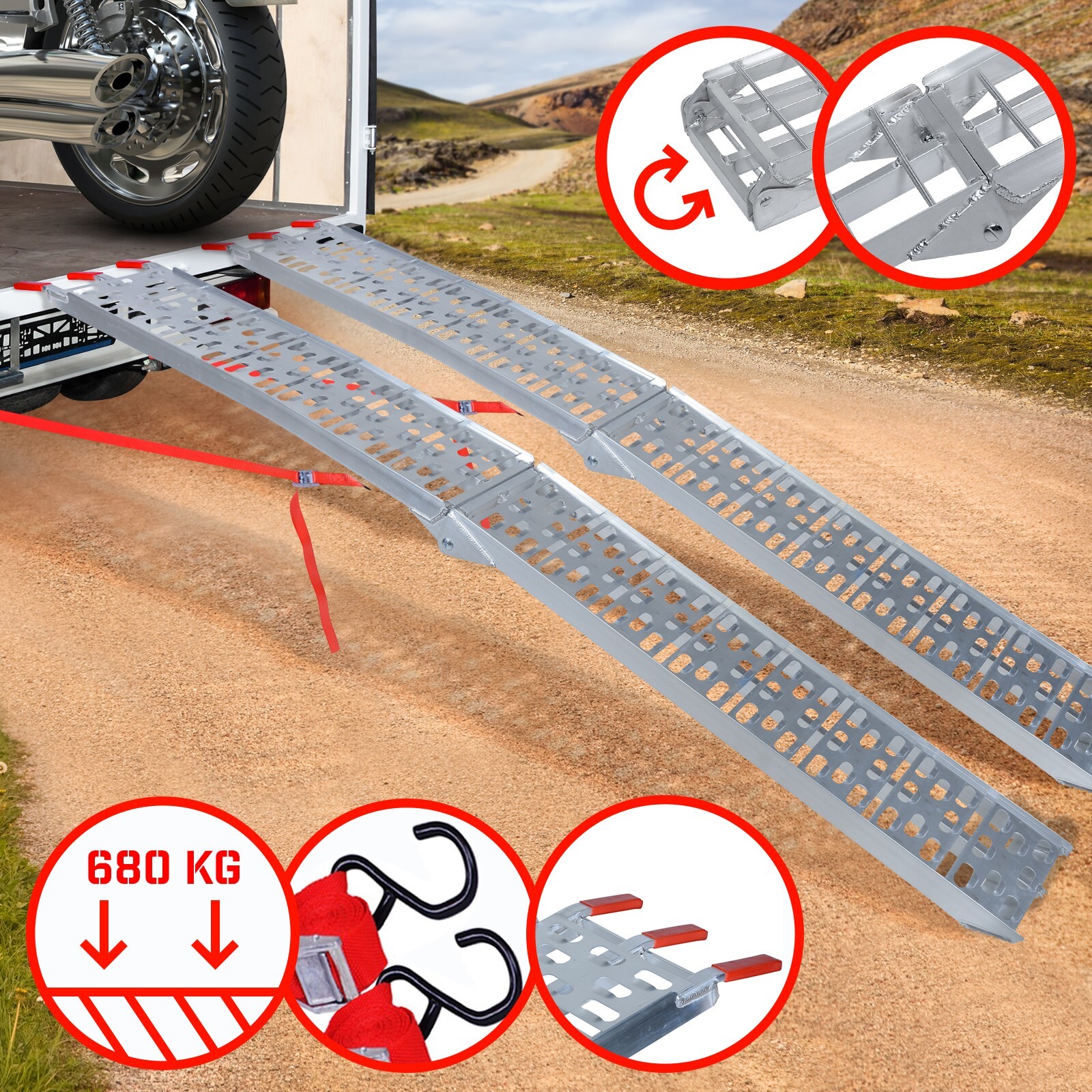 Rampa di Carico - Set da 2, Pieghevole, in Alluminio