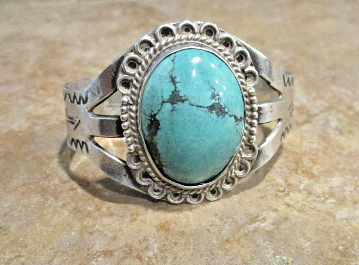 SUBSTANTIAL OLD 1940's / 50's Navajo Sterling Silver Turquoise
