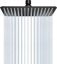 Black Rain Shower Head 16" HIGH PRESSURE Square Stainless Steel Overhead Sprayer