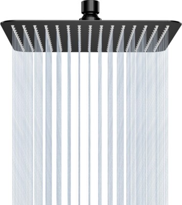 Black Rain Shower Head 16" HIGH PRESSURE Square Stainless Steel ...
